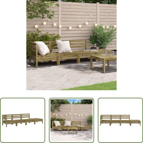 vidaXL Divano a 4 sedute -  Divano da Giardino a 4 Sedute in Legno Impregnato di Pino