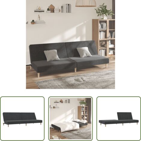 vidaXL Divano a due posti -  Divano Letto a 2 Posti Grigio Scuro in Tessuto