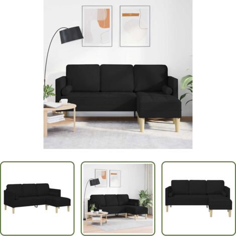vidaXL Divano a tre posti -  Set di divani con cuscino Nero Poliestere