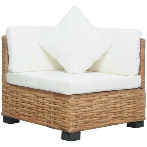 vidaXL Divano Angolare con Cuscini in Rattan Naturale