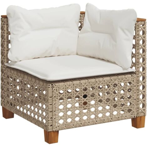 vidaXL Divano Angolare da Giardino con Cuscini Beige in Polyrattan