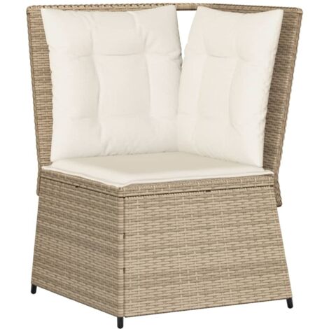 vidaXL Divano Angolare da Giardino con Cuscini Beige in Polyrattan