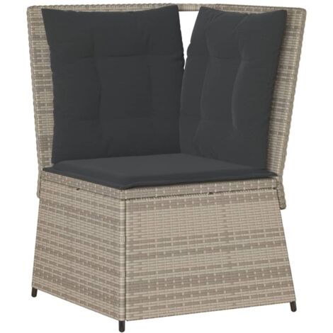 vidaXL Divano Angolare Giardino con Cuscini Grigio Chiaro Polyrattan