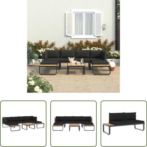 vidaXL Divano angolare -  Set Divano da Giardino 4 pz ad Angolo Cuscini in Alluminio WPC