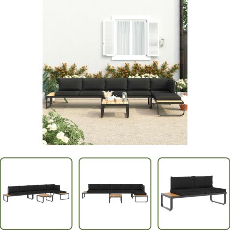vidaXL Divano angolare -  Set Divano da Giardino 4 pz ad Angolo Cuscini in Alluminio WPC