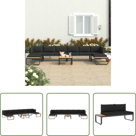vidaXL Divano angolare -  Set Divano da Giardino 5 pz ad Angolo Cuscini in Alluminio WPC