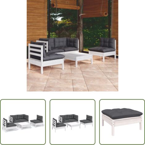 vidaXL Divano angolare -  Set Salotto da Giardino 5pz con Cuscini Legno Massello di Pino