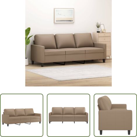 vidaXL Divano cappuccino -  Divano a 3 Posti Cappuccino 180 cm in Similpelle