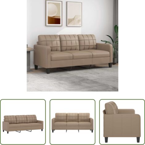 vidaXL Divano cappuccino -  Divano a 3 Posti Cappuccino 180 cm in Similpelle