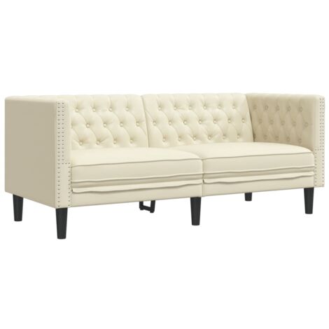 vidaXL Divano Chesterfield a 2 Posti Crema in Similpelle