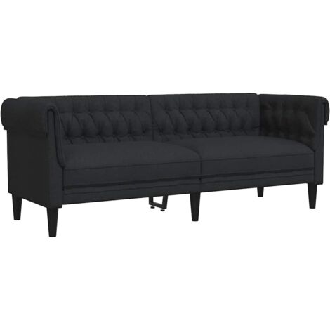 vidaXL Divano Chesterfield a 3 Posti Nero in Tessuto