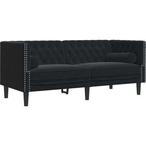 vidaXL Divano Chesterfield con Rinforzi 2 Posti Nero in Velluto