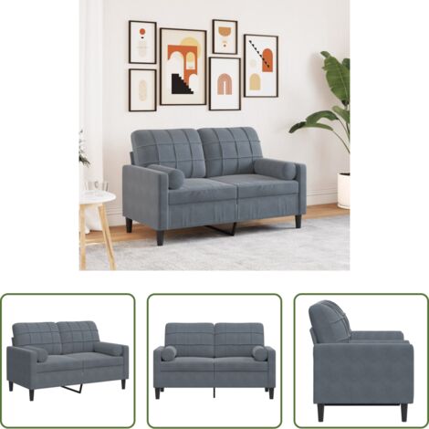 vidaXL Divano con cuscini - Divano a 2 Posti con Cuscini Grigio Scuro 120 cm in Velluto