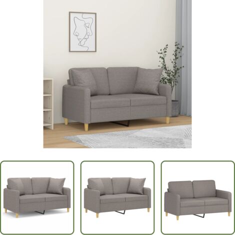 vidaXL Divano con cuscini -  Divano a 2 Posti con Cuscini Tortora 120 cm in Tessuto