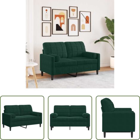 vidaXL Divano con cuscini -  Divano a 2 Posti con Cuscini Verde Scuro 120 cm in Velluto