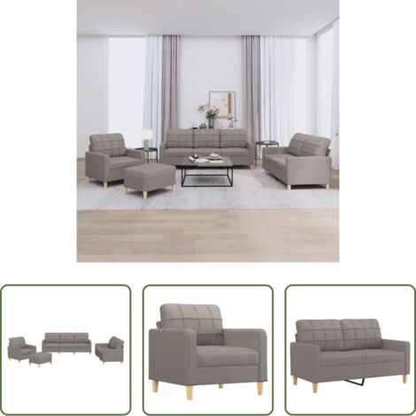 vidaXL Divano con cuscini -  Set di Divani 4 pz con Cuscini Tortora in Tessuto