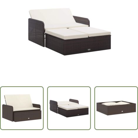 vidaXL Divano con cuscini -  Set Divani da Giardino 2 pz con Cuscini in Polyrattan Marrone