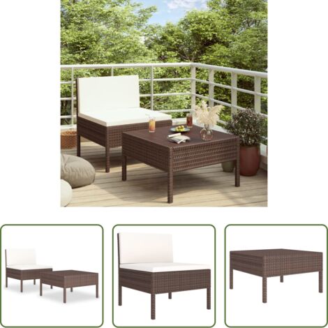 vidaXL Divano con cuscini -  Set Divani da Giardino 2 pz con Cuscini in Polyrattan Marrone