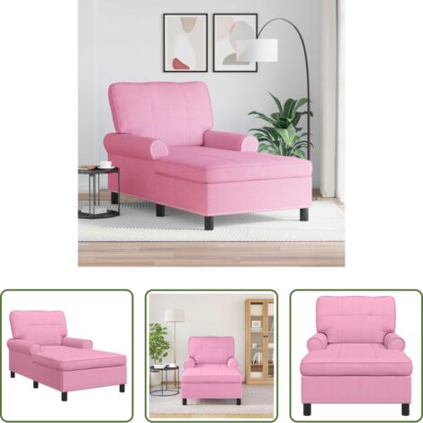 vidaXL Divano con cuscino -  Chaise Lounge con cuscino Rosa 91 x 157 x 91 cm Tessuto