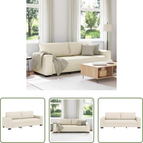 vidaXL Divano con cuscino -   Divano  con cuscino con cuscino Beige 221 x 77 x 82 cm Tela