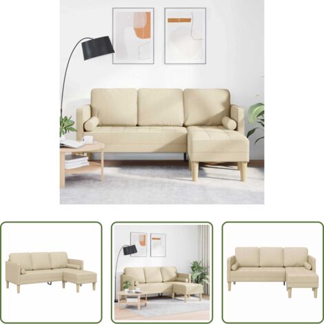 vidaXL Divano con cuscino -  Set di divani con cuscino Crema Poliestere