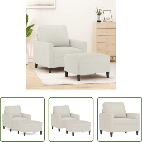 vidaXL Divano con poggiapiedi -  Poltrona con Poggiapiedi Crema 60 cm in Velluto