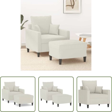 vidaXL Divano con poggiapiedi -  Poltrona con Poggiapiedi Crema 60 cm in Velluto