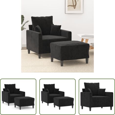 vidaXL Divano con poggiapiedi -  Poltrona con Poggiapiedi Nero 60 cm in Velluto