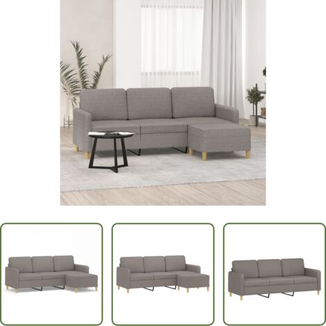 vidaXL Divano con poggiapiedi tortora -  Divano a 3 Posti con Poggiapiedi Tortora 180 cm in Tessuto