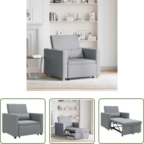 vidaXL Divano convertibile - Divano letto estraibile singolo Grigio chiaro 90 x 165 x 87 cm