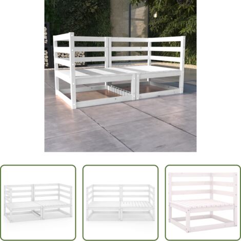 vidaXL Divano da esterno -  Divano da Giardino a 2 Posti Bianco in Legno Massello di Pino