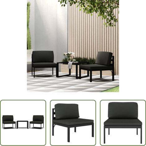 vidaXL Divano da esterno -  Set Divani da Giardino 3 pz con Cuscini in Alluminio Antracite