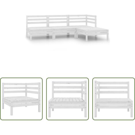 vidaXL Divano da esterno -  Set Divani da Giardino 4 pz in Legno Massello di Pino Bianco