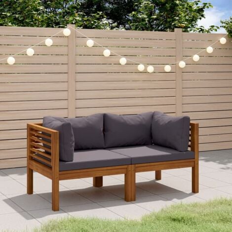 vidaXL Divano da Giardino 2 Posti con Cuscino Legno Massello di Acacia