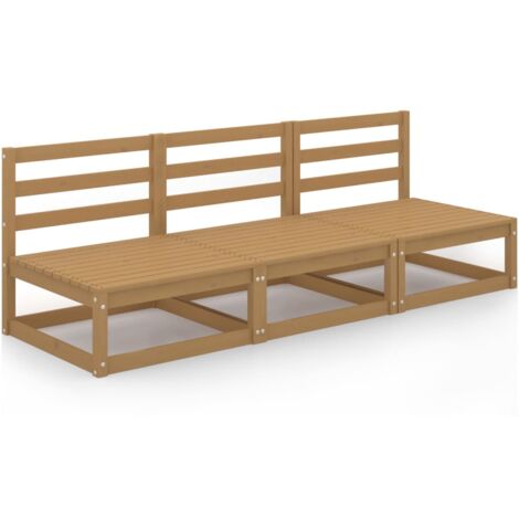vidaXL Divano da Giardino 3 Posti Marrone Ambra Legno Massello di Pino