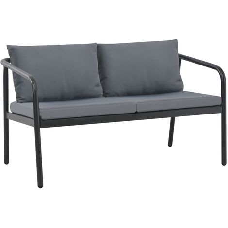 vidaXL Divano da Giardino a 2 Posti con Cuscini Grigio in Alluminio