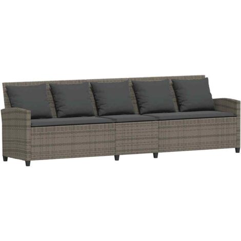 vidaXL Divano da Giardino con Cuscini 5 Posti Grigio in Polyrattan