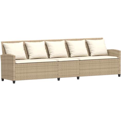 vidaXL Divano da Giardino con Cuscini a 5 Posti Beige in Polyrattan