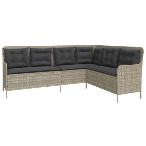 vidaXL Divano da Giardino con Cuscini a L Grigio Chiaro in Polyrattan