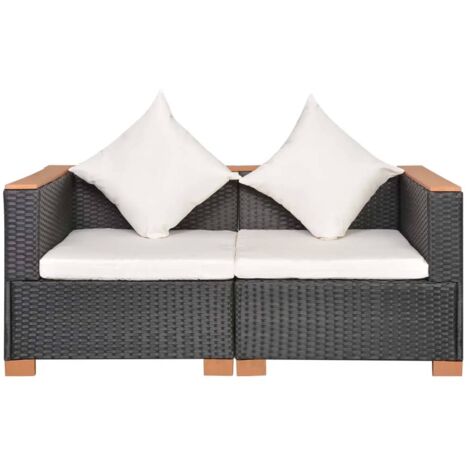 vidaXL Divano da Giardino in Polyrattan Nero