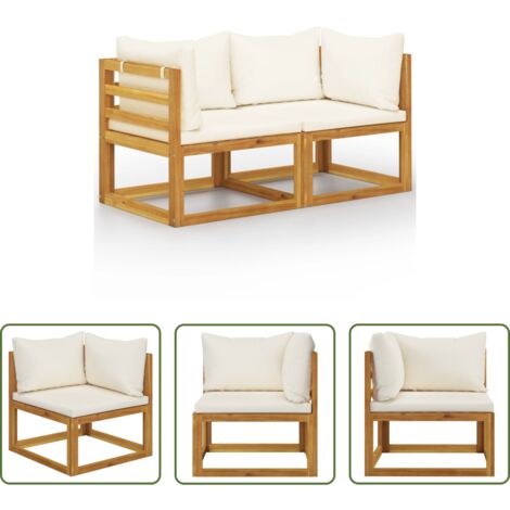 vidaXL Divano da giardino -  Panchina da Giardino a 2 Posti con Cuscini Bianco Crema