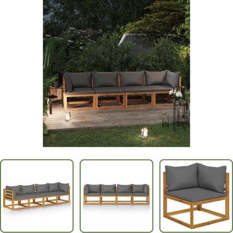 vidaXL Divano da patio -  Divano da Giardino a 4 Posti con Cuscino in Legno di Acacia