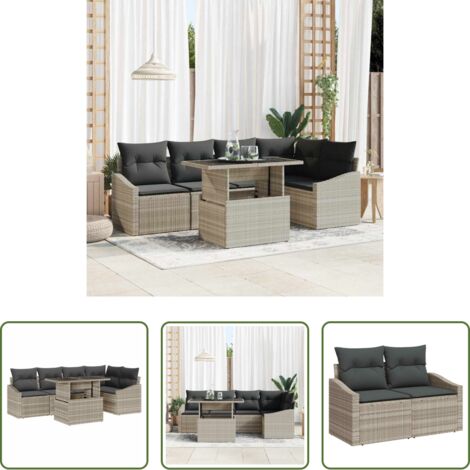 vidaXL Divano da terrazza -  Set Divano da Giardino 6 pcs Grigio chiaro e grigio scuro