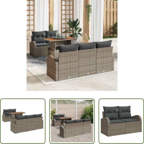 vidaXL Divano da terrazza -  Set Divano da Giardino con cuscino 6 pcs Grigio
