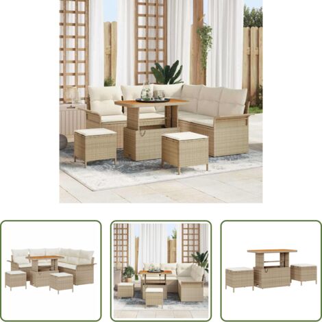 vidaXL Divano da terrazza -  Set Divano da Giardino con cuscino 8 pcs Beige e Crema