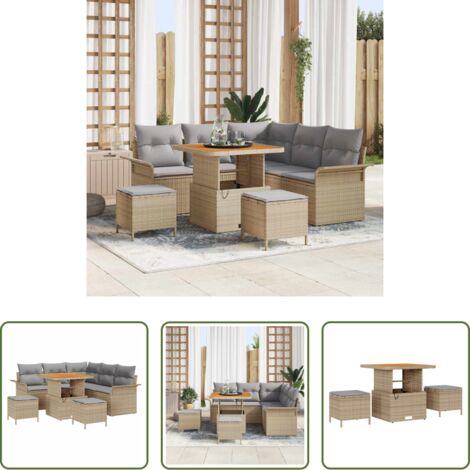 vidaXL Divano da terrazza -  Set Divano da Giardino con cuscino 8 pcs Beige e Grigio Chiaro