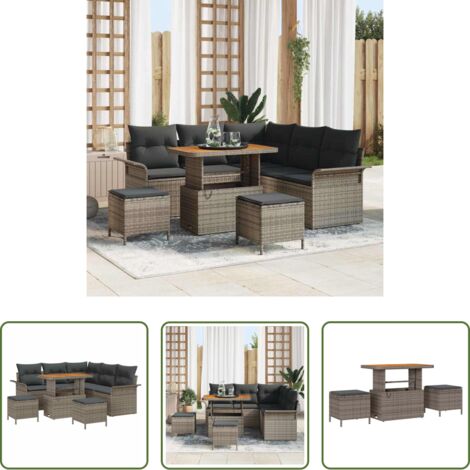 vidaXL Divano da terrazza -  Set Divano da Giardino con cuscino con cuscino 8 pcs Grigio