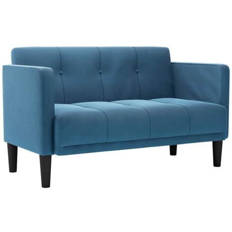 vidaXL Divano Divanetto Blu 111 cm in Velluto