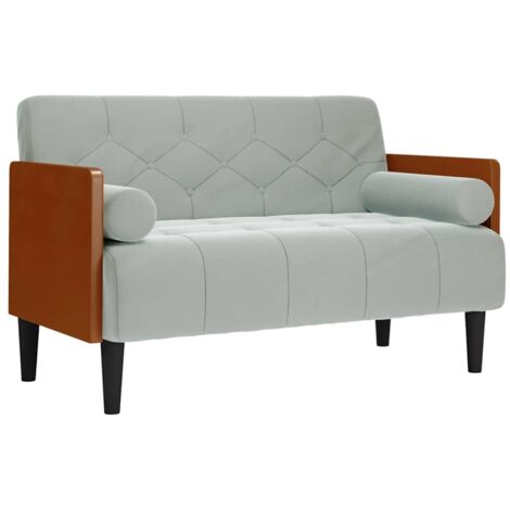 vidaXL Divano Divanetto con Cuscini Bolster Grigio Chiaro 110 cm