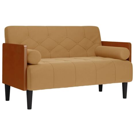 vidaXL Divano Divanetto con Cuscini Bolster Marrone 110 cm Velluto